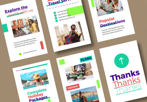 Travel Agency Social Media Promotional Post Template Layout Set