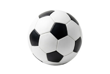 Fototapeta premium Classic black and white soccer ball, traditional football for sports and recreation, athletic game equipment isolated PNG with Transparent Background