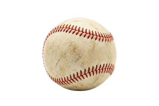 Classic baseball, well-used sports equipment, vintage baseball, American pastime, athletic game accessory isolated PNG with Transparent Background