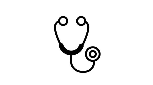 Medical Stethoscope Motion Icon. Animated stethoscope icon representing cardiac checkups, physical examinations, and professional doctor diagnosis in healthcare.