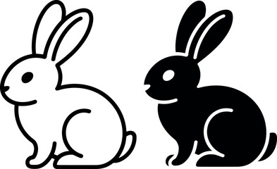 Obraz premium Contrast between a white and a black silhouette rabbit illustration