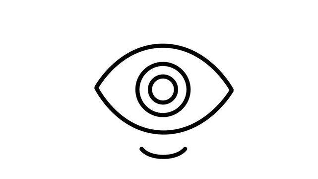 Ophthalmology Eye Care Motion Icon. Professional animation of a human eye icon representing ophthalmology, vision testing, and optical healthcare services.