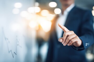 Obraz na płótnie Canvas 男性が指でグラフを指し示す