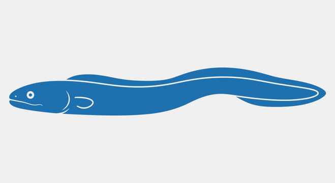 Blue Eel Silhouette Icon Vector Illustration