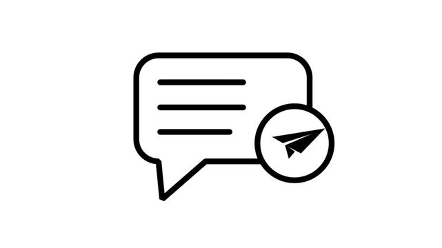 Medical Message Send Motion Icon. Animated speech bubble with a paper plane for sending medical messages and online healthcare communication.
