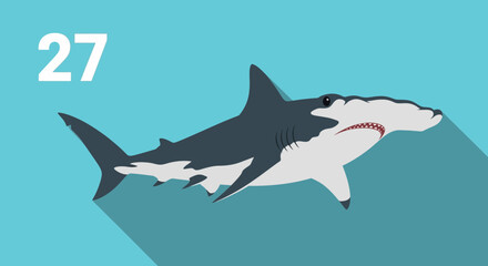 Fototapeta premium Hammerhead Shark Illustration - Marine Life