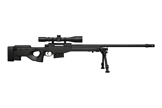 AWM Sniper Rifle Side View | High Detail Studio Shot
