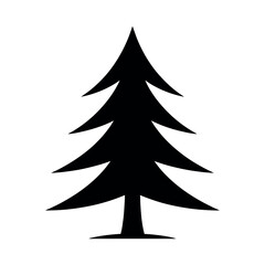 Obraz premium Pine tree silhouette black vector illustration art