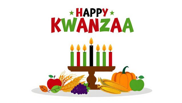 Happy kwanzaa celebration with traditional symbols and colorful candles