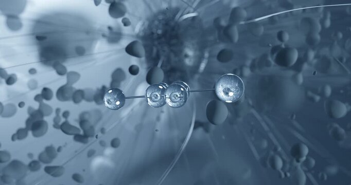 Polychlorotrifluoroethylene rotating molecular structure, 3d ball-and-stick model, looped video polymer
