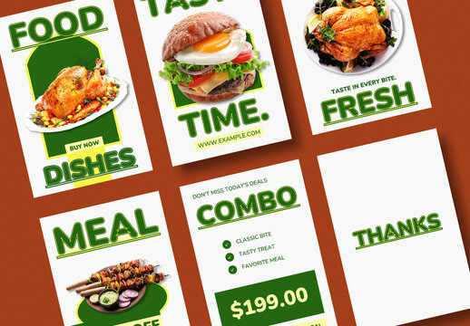 Food Restaurant Social Media Promotional Post Template Layout Set