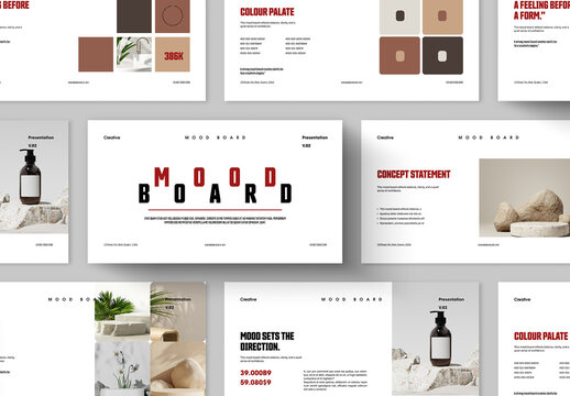 Minimal Mood Board Presentation Template with Neutral Color Clean Layout