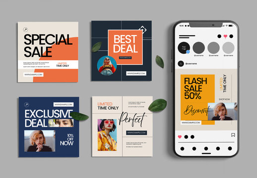Sale Promotion Social Media Post Template Set