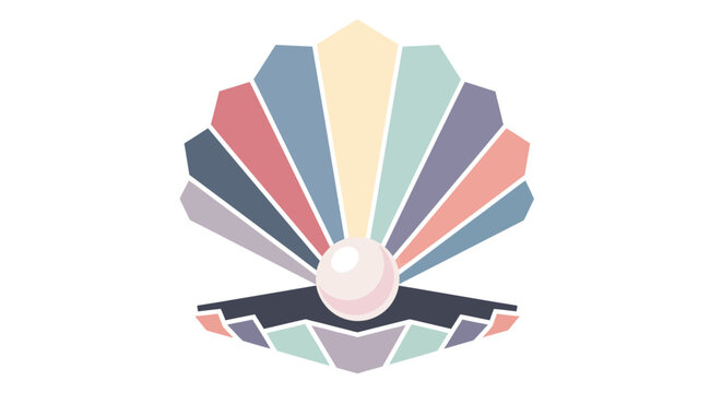 Colorful abstract seashell with precious pearl design