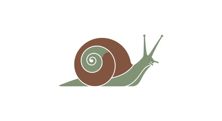 Stylized snail icon with brown shell and green body on white background © Kosong