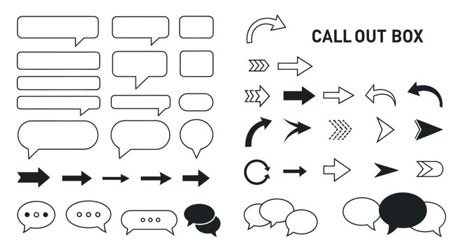Collection of Speech Bubbles Call Out Boxes and Arrow Icons