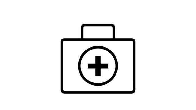 Medical Cross Box Motion Icon. Professional animation of a medicine box with a cross for storage and first aid supplies.