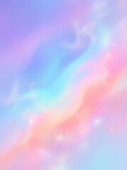 Obraz premium Dreamy Pastel Holographic Gradient Background with Soft Clouds and Sparkles