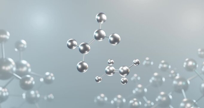 Ethylene tetrafluoroethylene rotating 3d molecule, molecular structure of fluoropolymer seamless video

