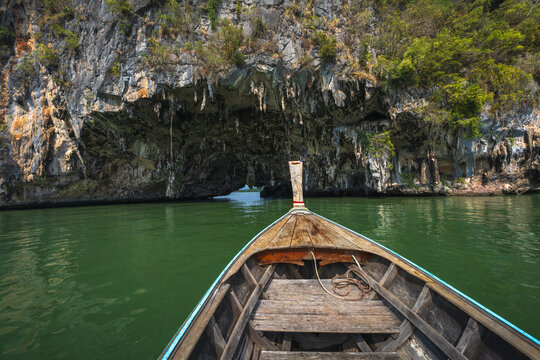 tropical islands on boat trip in the phang nga bay in thailand