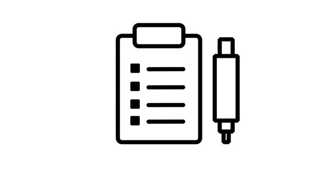 Medical History Checklist Line Motion Icon. Animated medical clipboard with a pen for patient history checklists and healthcare clinical data management.