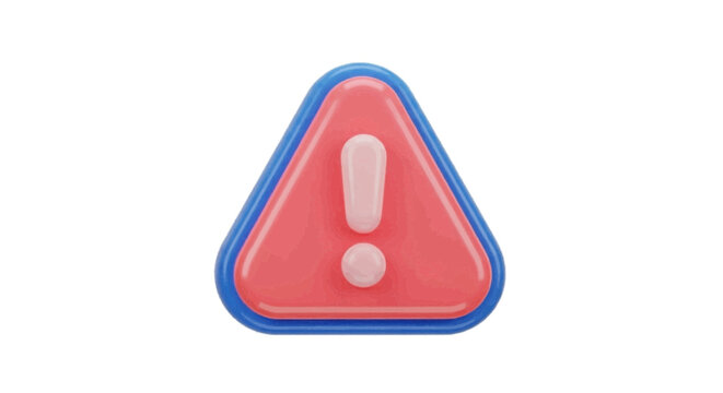 Vector illustration&nbsp;of 3d render of a red warning sign with an exclamation mark on a transparent background