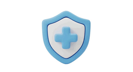 Fototapeta premium Vector illustration&nbsp;of 3d render of a blue shield icon with a medical cross symbol on a transparent background
