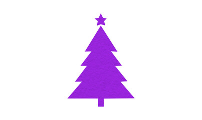 Fototapeta premium A cute purple Christmas tree made of paper is placed on a transparent background.