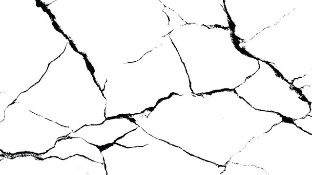 Cracked marble surface with black veins and white background for design and texture elegant natural stone pattern