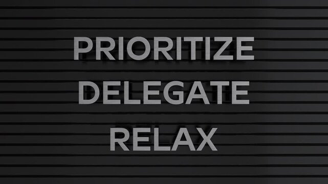 Work Life Balance 3D metal word text preoritize delegate relax 3D animation