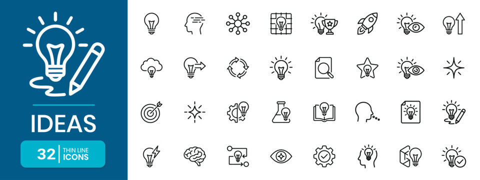 Ideas Creativity And Innovation Line Icons