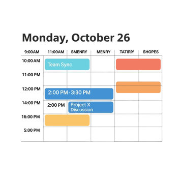Digital Weekly Schedule Planner - Monday October 26th Calendar Organization