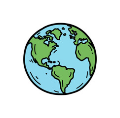 Obraz premium Cartoon earth illustration on black background