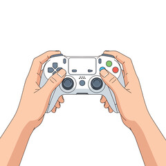 Hands holding a video game controller, playing video games, entertainment concept. © Alis