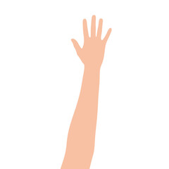 Obraz premium Raised Hand Waving Hello or Asking Question