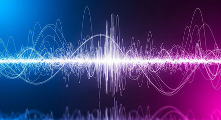 Obraz premium Abstract Digital Sound Wave Visualization with Blue and Pink Neon Glow