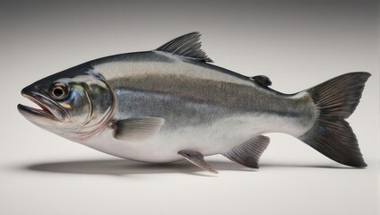 Fototapeta premium Silver Chum Salmon Fish Sculpture with Open Mouth.