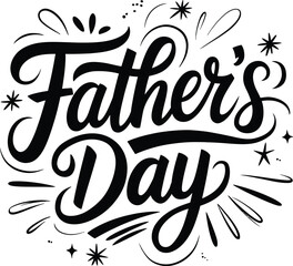 Obraz premium Father's Day Hand Drawn Lettering Typography Vector Illustration