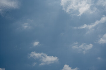 Fototapeta premium Scattered white clouds and wisps in a bright blue sky
