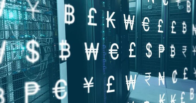 Animation of digital padlock with woman using computers in office