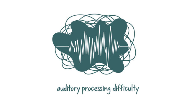 Auditory Processing Difficulty, Sound Wave, Hearing Disorder, Disability Awareness Vector Icon