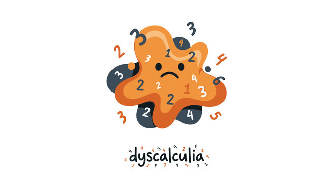 Dyscalculia, math anxiety, learning disability, education concept, vector icon
