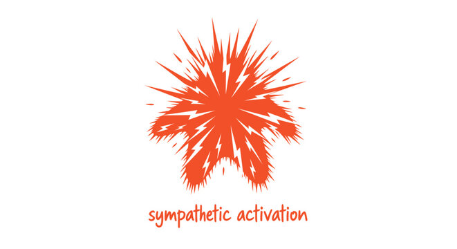 Vibrant orange explosion, abstract burst, energetic design element, sympathetic activation