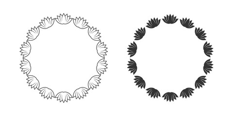 Obraz premium Framings from lotus with blank space inside. Graphic design templates. Symbols isolated on white background. Vector illustration
