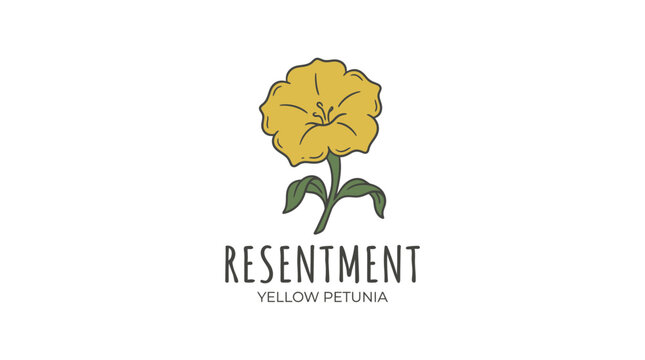 Yellow Petunia With The Word Resentment
