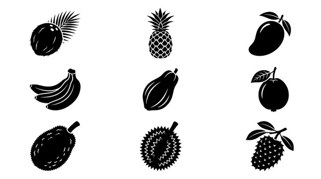 Black fruit icons on white.