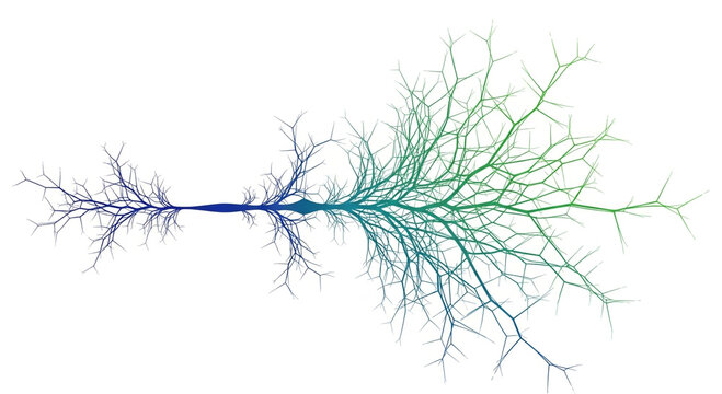 Abstract Blue Green Neural Network - Fractal Branching Dendrite Design