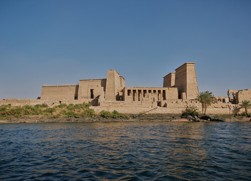View of Philae Temple across the Nile River
