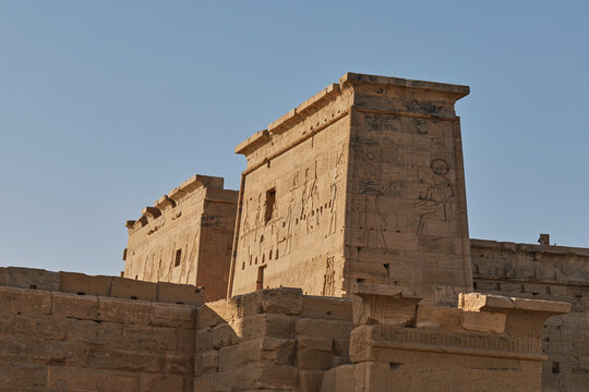 Stone Architecture and Reliefs of Philae Temple (Aswan, Egypt)
