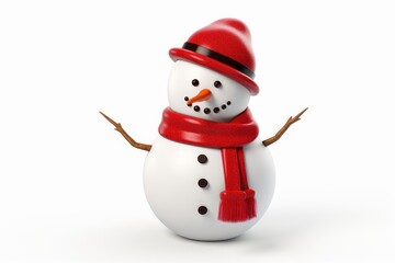 Fototapeta premium Cheerful 3d snowman with carrot nose and stick arms celebrating winter holidays